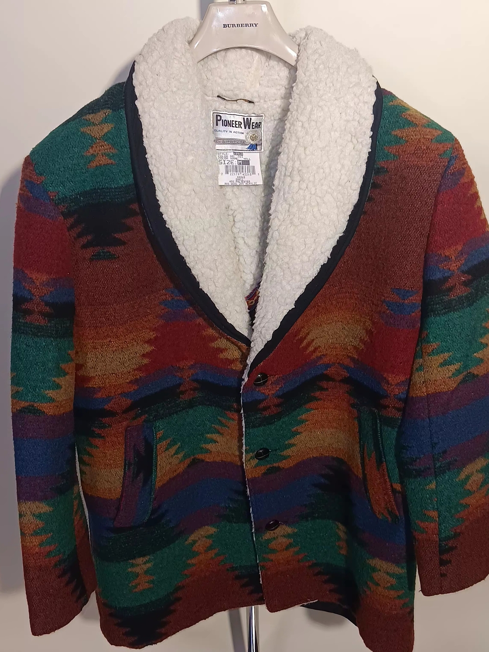 PIONEER Sherpa-Lined Aztec Knit Sweater Jacket — Multicolor